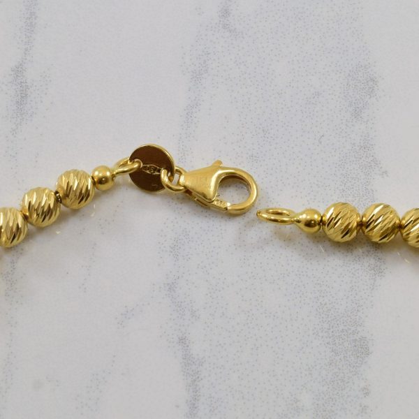 18k Yellow Gold Diamond Cut Bead Bracelet | 7.5  | Online Hot Sale