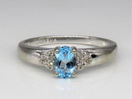 Blue Topaz & Diamond Ring | 0.40ct, 0.02ctw | SZ 6.5 | on Sale