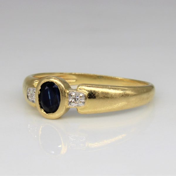 Bezel Set Sapphire & Diamond Ring | 0.35ct, 0.02ctw | SZ 6.75 | Sale