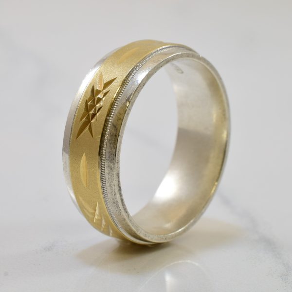 Yellow Gold & Sterling Silver Diamond Cut Band | SZ 11 | For Cheap