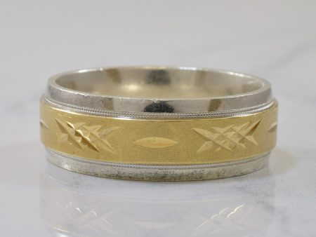 Yellow Gold & Sterling Silver Diamond Cut Band | SZ 11 | For Cheap