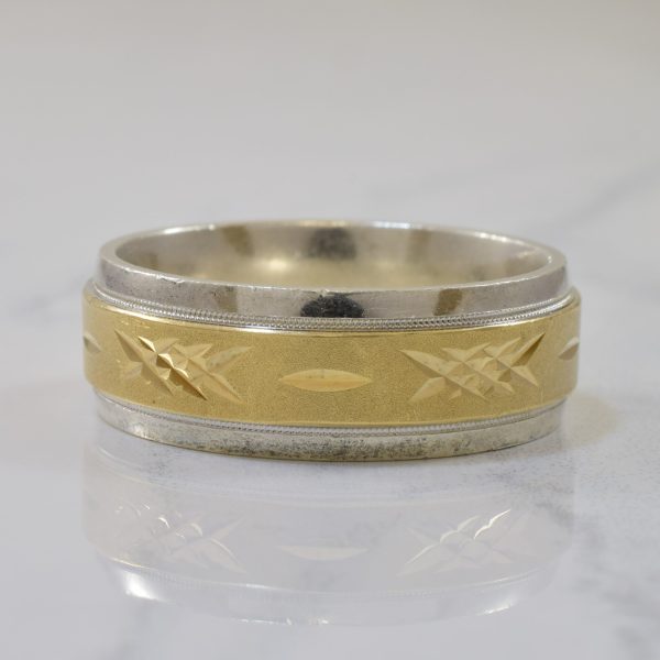 Yellow Gold & Sterling Silver Diamond Cut Band | SZ 11 | For Cheap