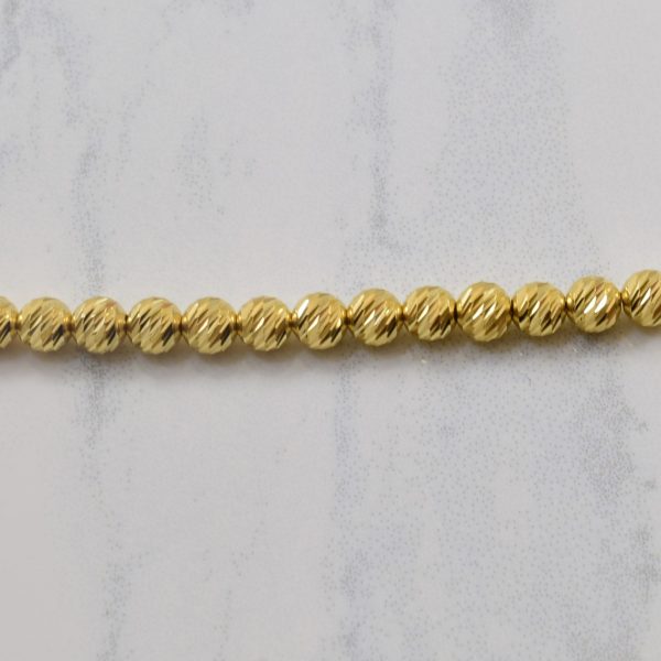 18k Yellow Gold Diamond Cut Bead Bracelet | 7.5  | Online Hot Sale