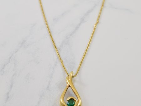 Emerald Bypass Drop Necklace | 0.20ct | 19  | Discount