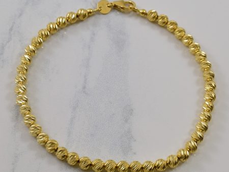 18k Yellow Gold Diamond Cut Bead Bracelet | 7.5  | Online Hot Sale