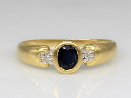 Bezel Set Sapphire & Diamond Ring | 0.35ct, 0.02ctw | SZ 6.75 | Sale