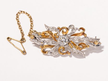 1920s Two Tone Diamond Brooch | 0.45ctw | Discount