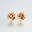 Yellow Gold Rose Design Diamond Screw Earrings | 0.07 ctw | Cheap