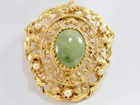 Jade and Pearl Brooch Hot on Sale