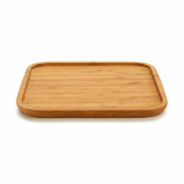 Snack tray Squared Brown Bamboo 25 x 1,5 x 25 cm (12 Units) For Cheap