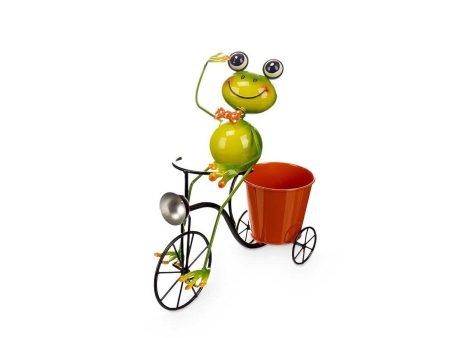 Planter Yellow Red Green Metal Bicycle Frog 31,5 x 32 x 17 cm Hot on Sale