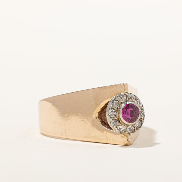 14k Diamond & Ruby Ring Circa 1930s | 0.30ctw, 0.20ct | SZ 8.5 | For Sale