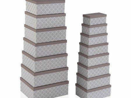 Set of Stackable Organising Boxes Versa White Red Fashion