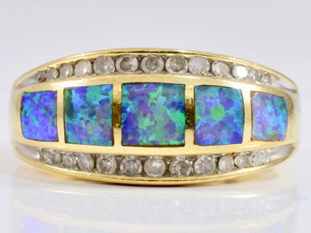 Opal Doublet and Diamond Accent Ring | 0.23 ctw SZ 7 | Online now