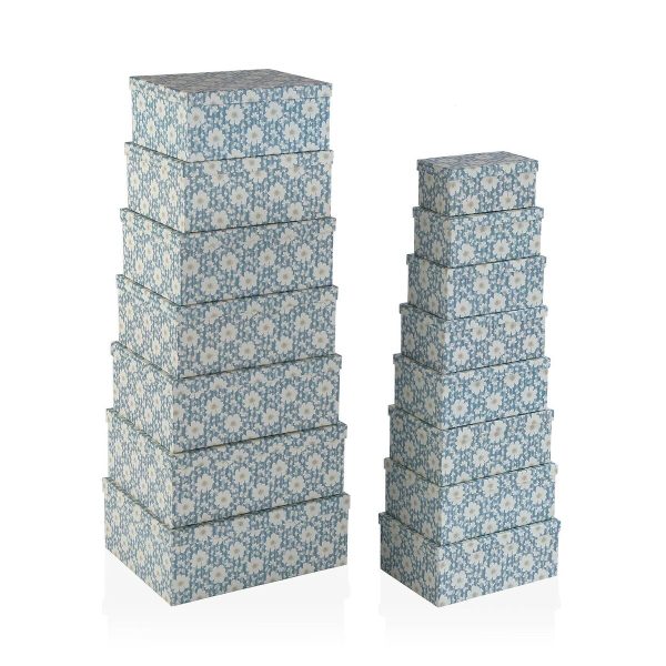 Set of Stackable Organising Boxes Versa Flowers Cardboard 15 Pieces 35 x 16,5 x 43 cm Supply