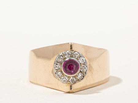 14k Diamond & Ruby Ring Circa 1930s | 0.30ctw, 0.20ct | SZ 8.5 | For Sale