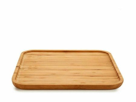 Snack tray Squared Brown Bamboo 30 x 1,5 x 30 cm (12 Units) Fashion