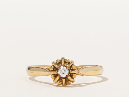 Yellow Gold Halo Diamond Promise Ring | 0.05 ct, SZ 6.5 | Online Sale