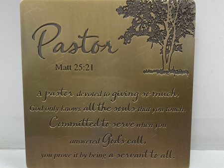 PASTOR BRASS TABLETOP PLAQUE Online Sale